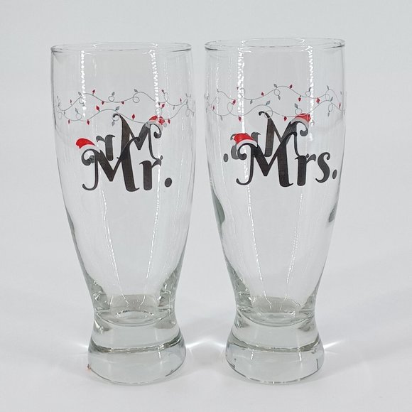 Cristar Other - Christmas Mr. Mrs. Monaco Pilsner Anniversary Celebrate Gift Glass 2 Red 14.5 oz